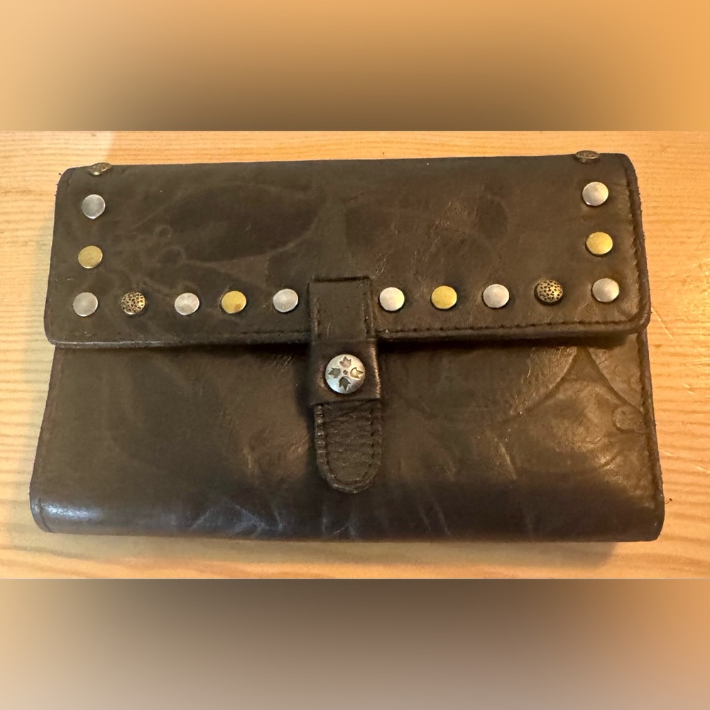 Patricia Nash Black Studded Leather Wallet